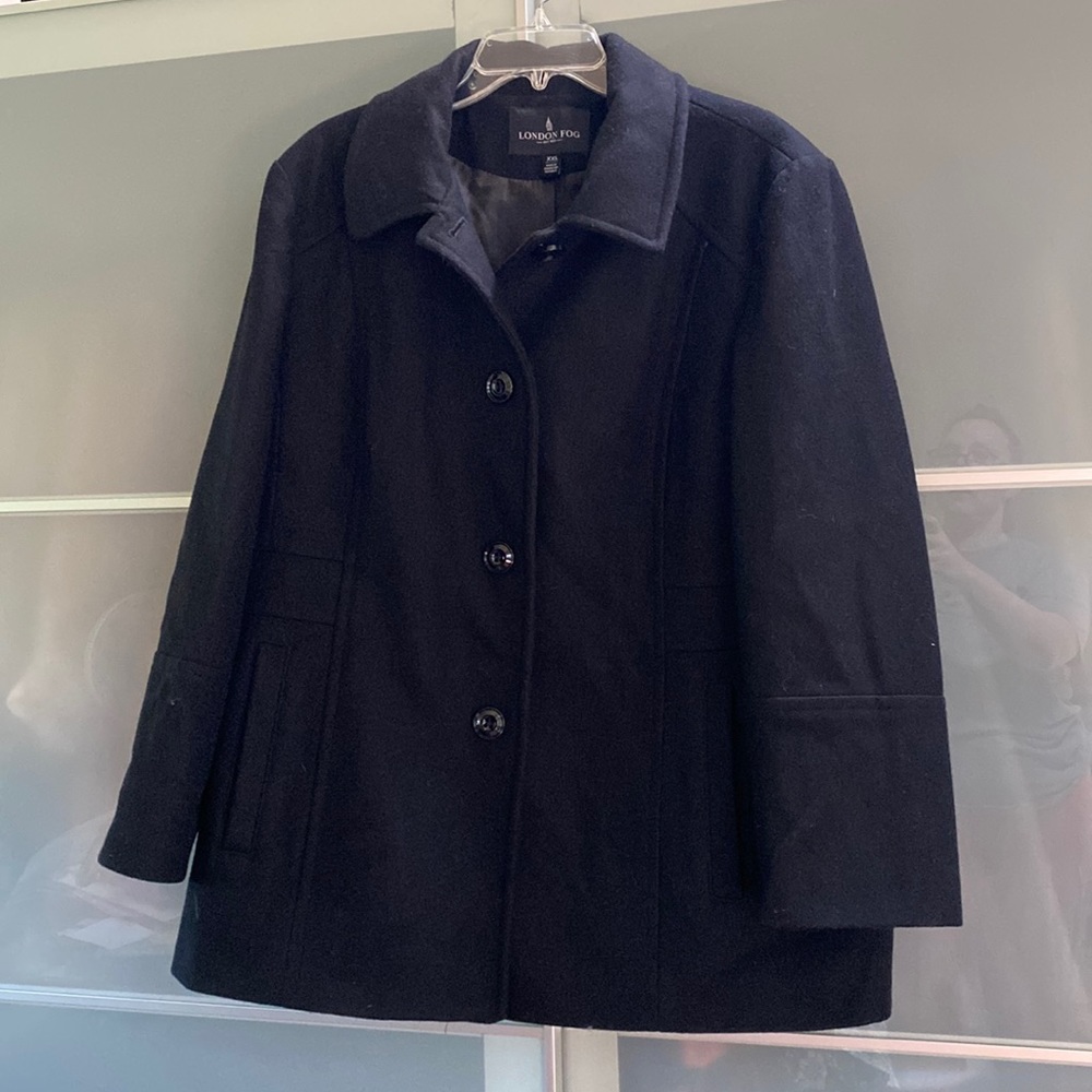 London Fog coat, mid-length.